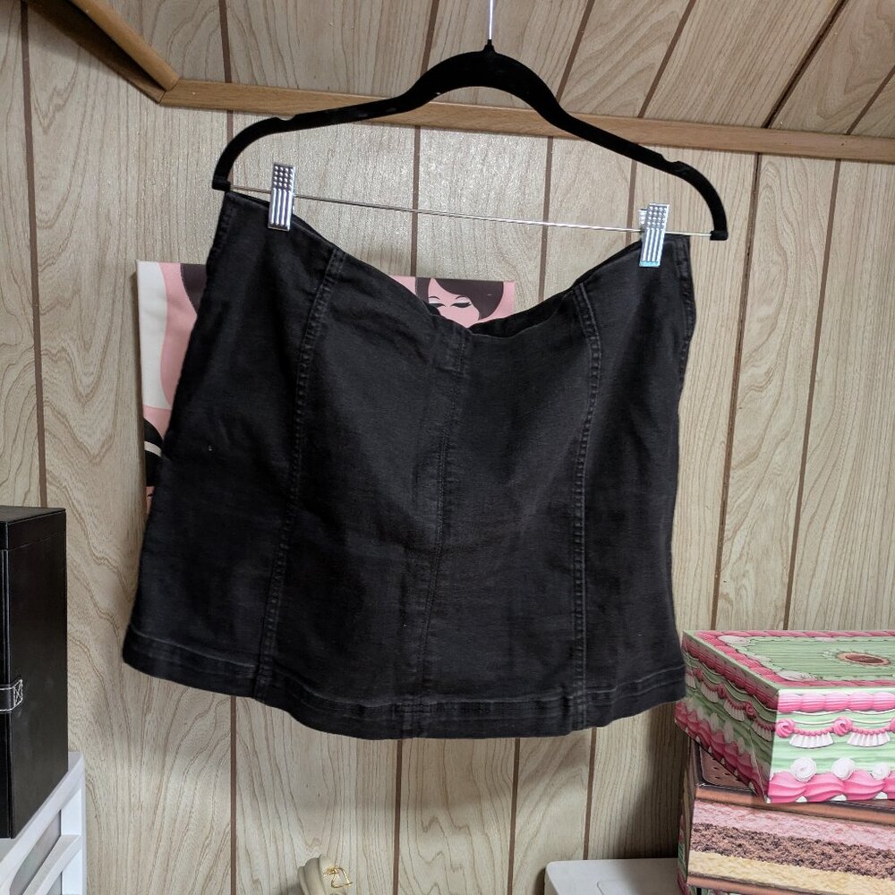 Black Stretch Denim Miniskirt